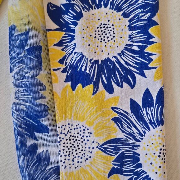 IBKUL Womens Sunflower Print UPF50+ Long Sleeve Athletic Top Yellow Blue Large - Picture 8 of 12